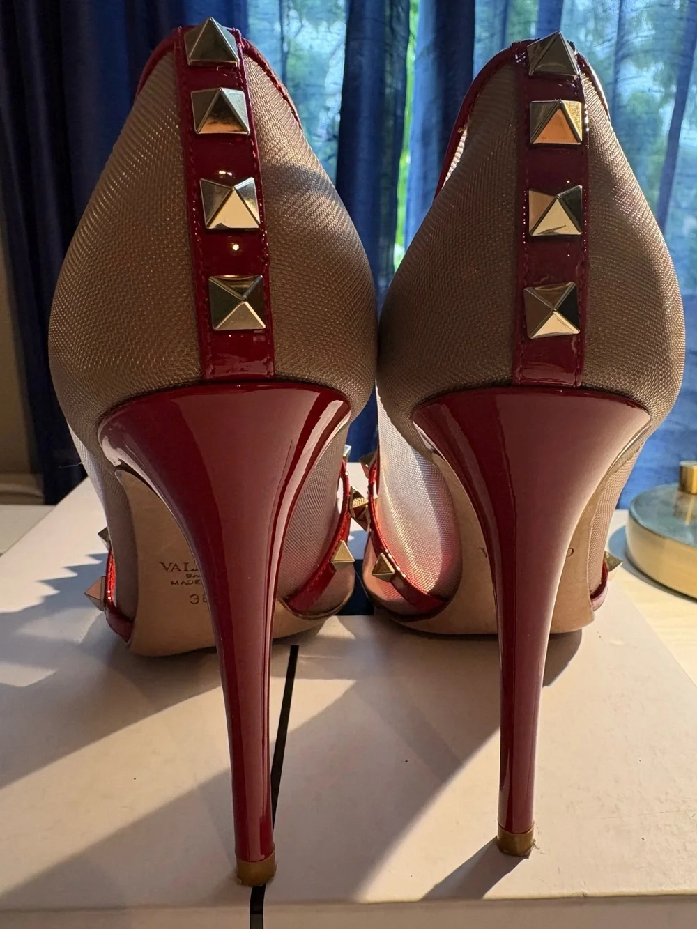 Valentino Garavani  Rockstud Red Pointed-Toe Stiletto Pumps - Designer Style - Picture 6 of 9
